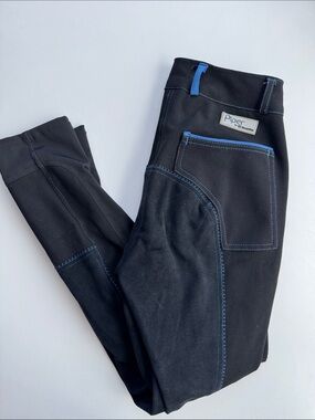 Piper Black Riding Breeches with Blue Stitching